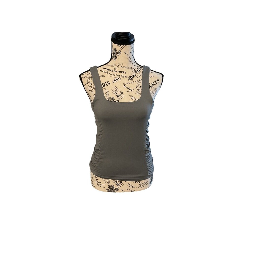 BUCKLE Red Gray Medium Tank  Top Cami Shirt Ruched Goth Soft Grunge Lounge